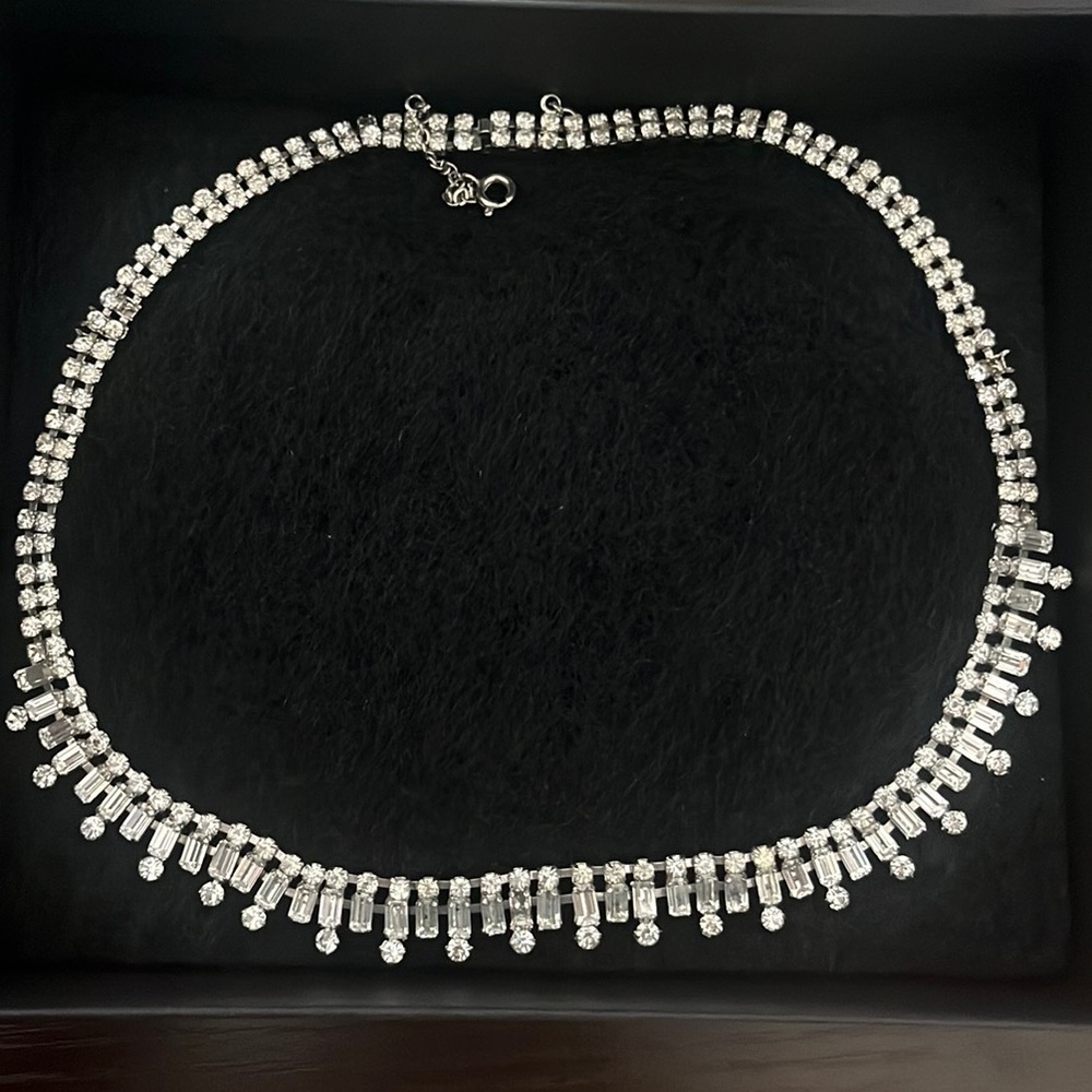 Vintage mid-century Silver rhinestone choker